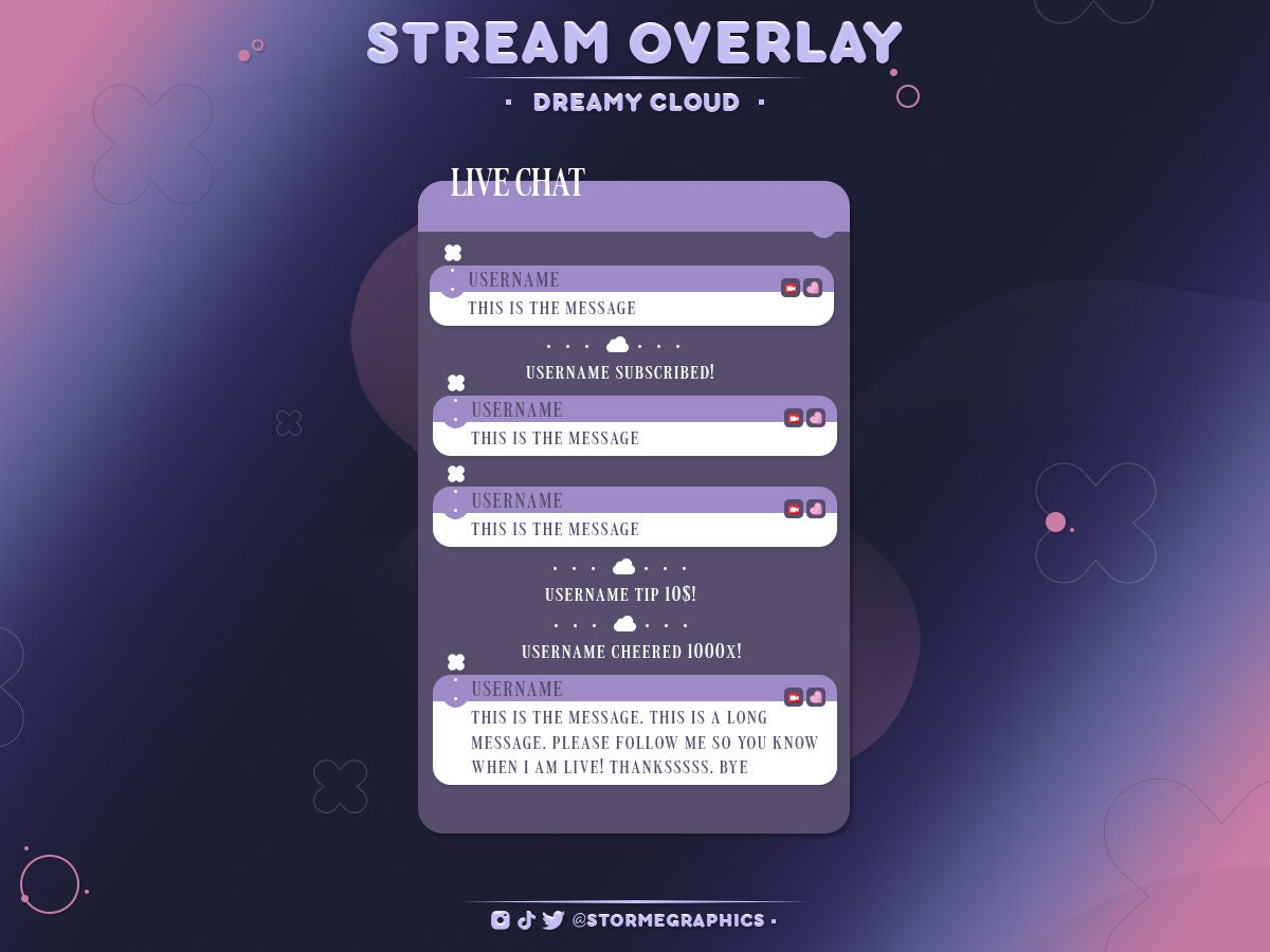 Dreamy Cloud Twitch Widget Chat Computer Streamelements Chat Dream
