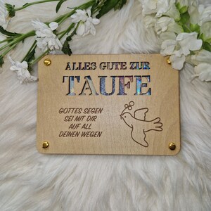 Taufkarte aus Holz, Geschenkkarte, Taufe, Paten, Geschenkkarte, Geschenkgutschein, Wunschgutschein, Wunschkarte