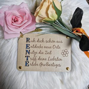 Karte zur Rente aus Holz, Ruhestand, Geschenkkarte, Renteneintritt, Geschenkgutschein, Geldkarte, Rente, Jubiläum