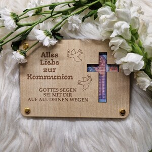 Kommunionskarte aus Holz, Geschenkkarte, Kommunion, Geschenkgutschein, Wunschgutschein, Wunschkarte