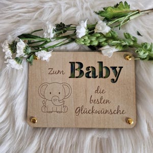Karte zur Geburt aus Holz, Geschenkkarte, Baby, Nachwuchs,  Geschenk, Geschenkkarte, Geschenkgutschein, Geldkarte