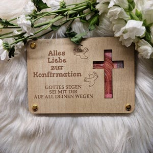 Konfirmationskarte aus Holz, Geschenkkarte, Konfirmation, Geschenkgutschein, Wunschgutschein, Wunschkarte