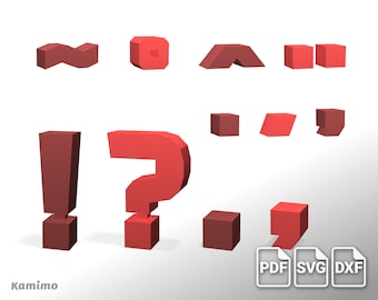 3D Accents and Marks Papercraft Pack - Digital download, pdf printable template A4, svg, dxf, DIY paper model