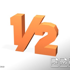 Bebé de medio cumpleaños - 1/2 signo de la mitad de la mitad Papercraft 3D - Descarga digital, plantilla imprimible en pdf A4, archivo de corte svg, dxf, modelo de papel DIY