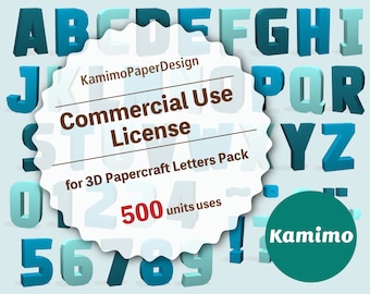 Commercial Use License for 3D Papercraft Letters Pack, 500 units uses