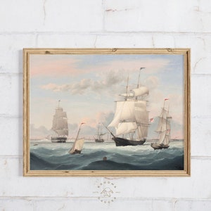 Vintage Ship Painting: Classy Nautical Seascape Art (Digital Download)