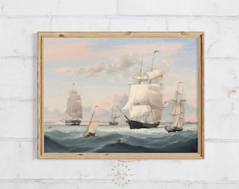 Vintage Ship Painting: Classy Nautical Seascape Art (Digital Download)