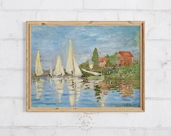 Vintage Sailboat Painting | Coastal Wall Art | Beachy Wall Art | Sail Boat Art | Printable Wall Art | Coastal Art | Blue Wall Art | 0146