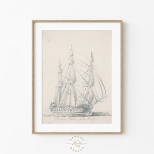 Barque Vintage Ship Art | Coastal Wall Art | Pirate Ship Art | Nautical Wall Art | Printable Wall Art | Ocean Wall Art | Ship Wall Art | 202