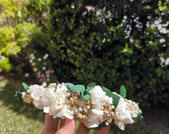 Peineta de flores preservadas. Tocado de flores, tocado de novia, tocado de primera comunión