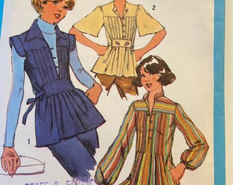 1970s vintage sewing boho tops simplicity pattern 8205