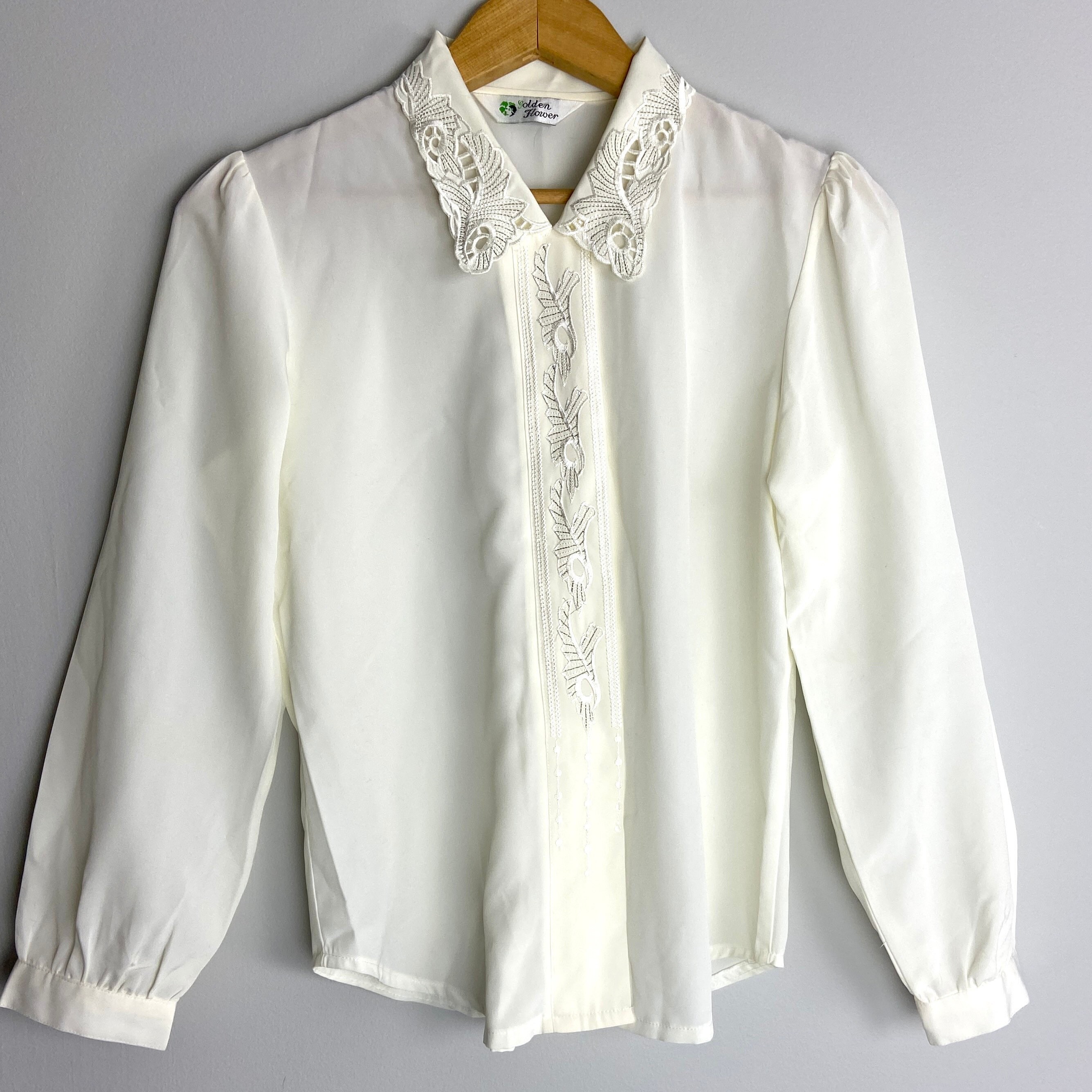 vintage(ヴィンテージ) 80'~90's all lace flower stich frill blouse 総レースのフラワー刺繍ブラウス 表記無し(Lサイズ程度) ホワイト vintage(ヴィンテージ) 80'~90's all lace flower stich frill
