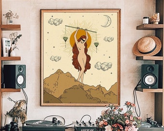 Libra Zodiac Art Print: Celestial Astrology Wall Decor