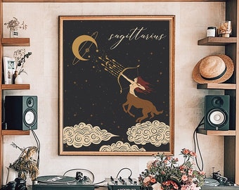 Sagittarius Zodiac Art Print: Celestial Astrology Wall Decor