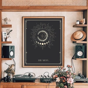 The Moon Tarot Card Print, Moon Print, Tarot Card Print, Astrological Poster, Witchy Home Decor, Pagan Print, Tarot Wall Art, La Luna Print