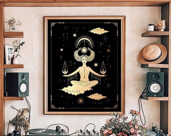 Celestial Sun and Moon Print: Witchy Wall Art