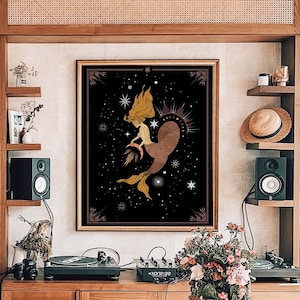Pisces Zodiac Art Print: Astrology Wall Decor, Horoscope Gift