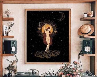 Libra Zodiac Goddess Art Print: Astrology Wall Decor