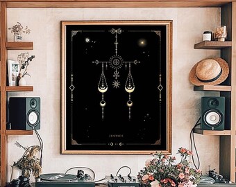 Justice Tarot Art Print: Celestial Witchy Wall Decor