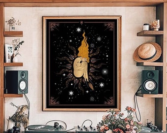 Virgo Zodiac Poster: Sun and Moon Astrology Art Print
