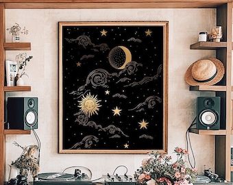 Sun and Moon Witchcraft Art Print: Celestial Wall Decor