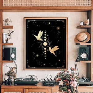 Witchy Decor, Witchy Wall Art, Witchy Bedroom Decor, Sun and Moon Print, Moon Print, Witchy Home Office Decor Gift, Witchcraft, Moon Poster