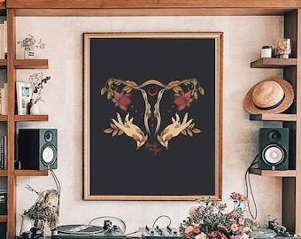 Floral Uterus Art Print, Empower Women, Witchy Decor