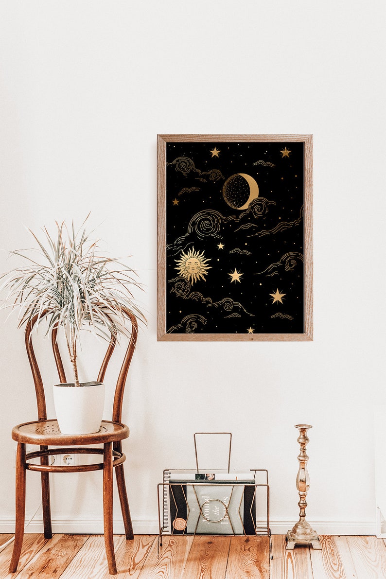 Witchy Wall Decor Sun and Moon Print Witchy Decor Celestial - Etsy