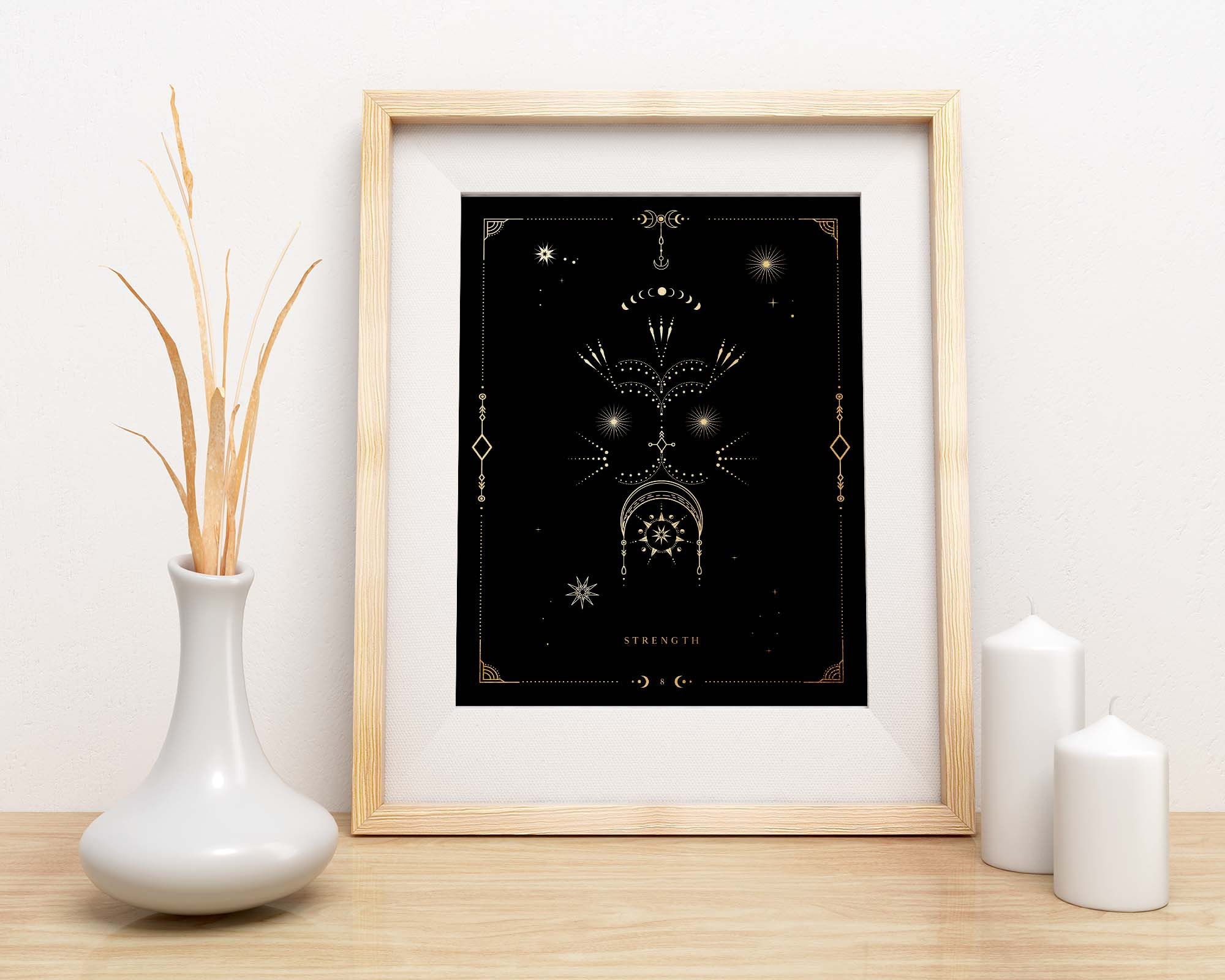 The Strength Tarot Card Print Celestial Decor the Strength | Etsy