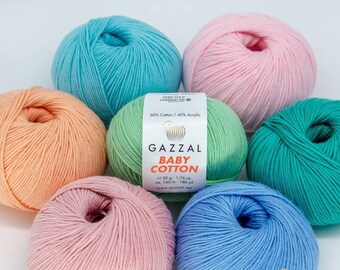 Gazzal Baby Cotton Yarn, Soft Cotton Yarn, 50 g/165 m, Doll Yarn, Cardigan Yarn, Baby Clothes Yarn, Turkish Cotton Thread, Amigurumi Yarn
