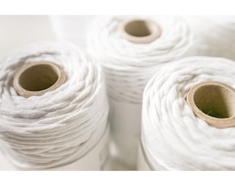 Corde en macramé en coton Clowex 2-3-4-5mm, cordon en macramé à torsion unique, fil en macramé de couleur naturelle en coton recyclé, corde en macramé en coton turc