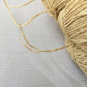 Echevette de papier raphia naturel, 2 fils de fil artisanal naturel torsadé, fil écologique pour sacs, fil pour chapeaux, paille de plage, fil de crochet bio image 9