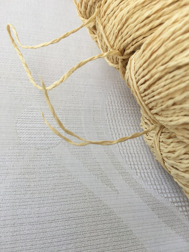 Echevette de papier raphia naturel, 2 fils de fil artisanal naturel torsadé, fil écologique pour sacs, fil pour chapeaux, paille de plage, fil de crochet bio image 9