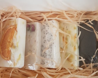 Handmade, SLS Free, Vegan,  English Rose, Orange Blossom, Activated Charcoal, Lemon Soap Bars And Gift Set Birthday