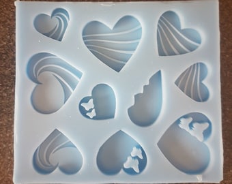 Handmade Heart Broken Heart Butterfly Leaf Design Silicone Mould, Wax Melt Resin Mold