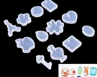 12Pcs-Set Silicone Mould Keychain Waterdrop Resin Jewellery Making DIY Craft Mold