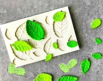 Rose Leaves Silicone Mould, Candy Polymer Clay Fondant Mold Cake Decorating Tool Flower Making Rose Leaf Mold