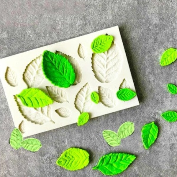 Rose Leaves Silicone Mould, Candy Polymer Clay Fondant Mold Cake Decorating Tool Flower Making Rose Leaf Mold