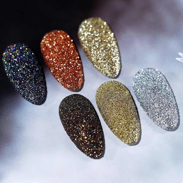 Premium Fine Holographic Nail Glitter Silver/Black/Gold/Green 0.2mm Sparkly Nail Art, Make up, Craft Supplies