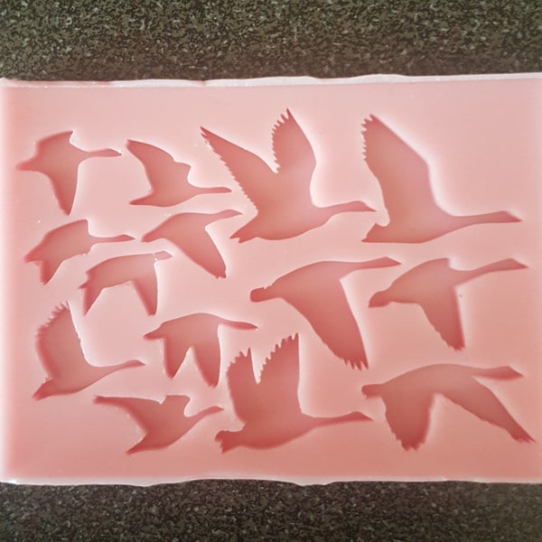 Handmade Small Flying Bird Geese Silicone Mould, Wax Melt Resin Ice Baking Mould