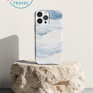 Blue Watercolor Ocean Waves Tough Phone Case | Protective Cover for most phones | Nautical Aesthetic Theme |  Glossy or Matte