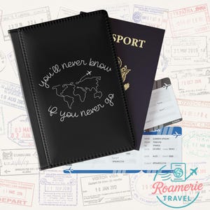 Personalized Passport Cover | PU Faux Leather Personalized Travel Accessories | World Map Design Passport Wallet & RFID Protection