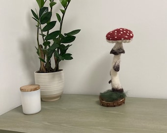 Needle Felted Toadstool  - Handmade Natural Sculpture - Forest Woodland Autumn Decoration Unique Gift Idea Collectable Whimsey Nature