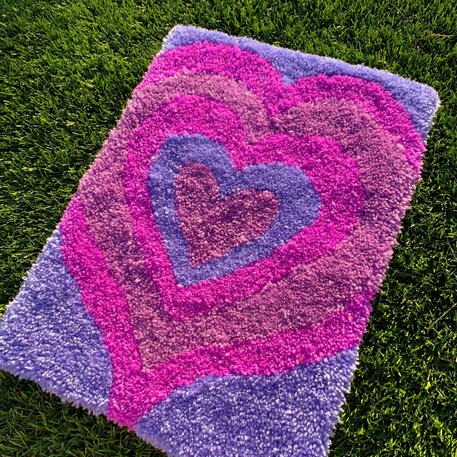 Handmade Tufted Heart Pattern Rug Cut Pile Y2K Danish Style Etsy