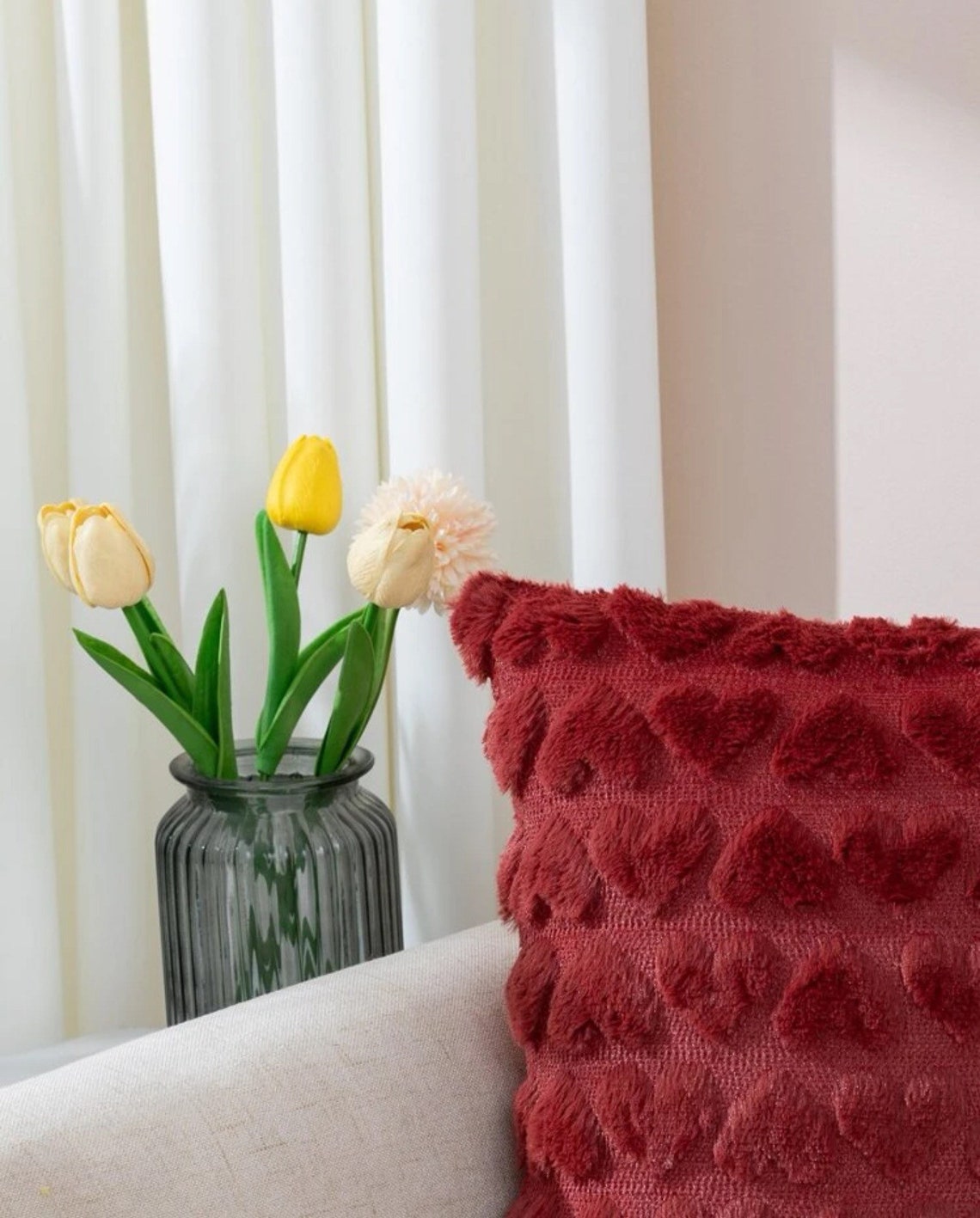 Heart Patterned Cushion Cover Without Filler Textured Pillow Etsy UK