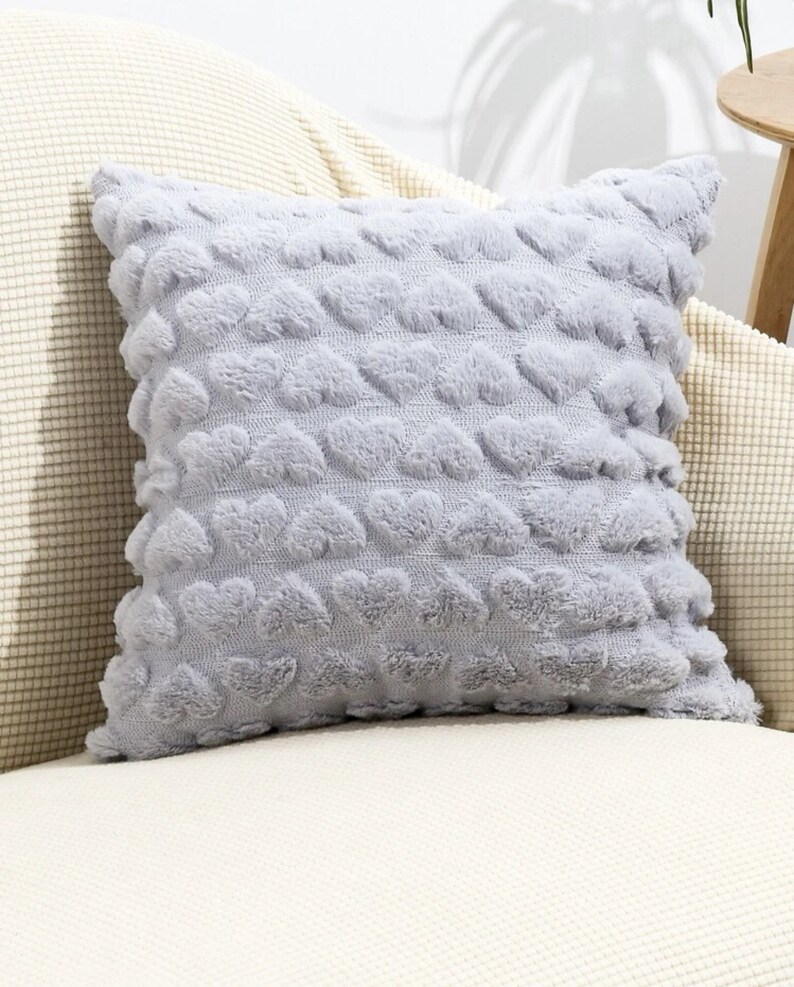 Heart Patterned Cushion Cover Without Filler Textured Pillow Etsy UK