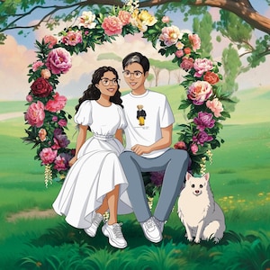 Custom Anime Portrait. Family or Couple Portrait From Photo Birthday, Anniversary. Best Gift Idea Wife, Husband, Girlfriend or Boyfriend.