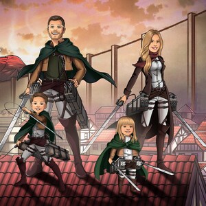 Kundenspezifisches Anime Portrait. Familien oder Paar Porträt vom Foto Geburtstag, Jubiläum. Beste Geschenkidee Frau, Mann, Freundin oder Freund.