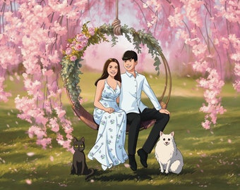 Custom Anime Portrait. Family or Couple Portrait From Photo Birthday, Anniversary. Best Gift Idea Wife, Husband, Girlfriend or Boyfriend.