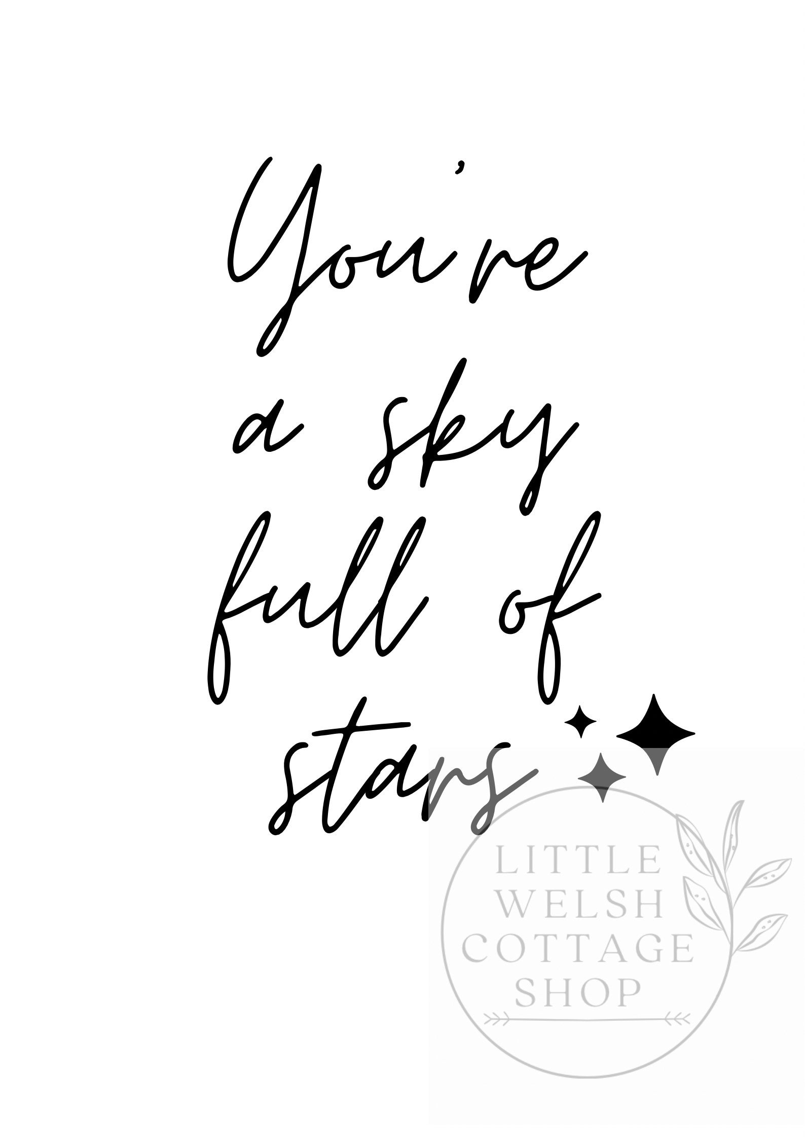 Youre a Sky Full of Stars Home Print Coldplay Lyrics Etsy